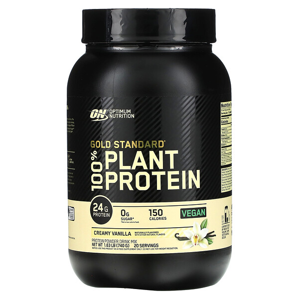 Gold Standard 100% Растительный Протеин, Кремовая Ваниль - 740 г - Optimum Nutrition Optimum Nutrition