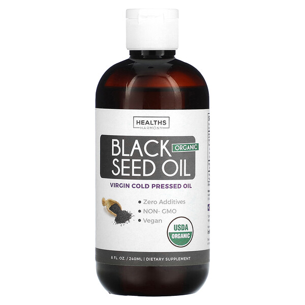 Органическое масло черного тмина, 8 жидких унций (240 мл) Healths Harmony