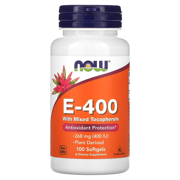 E-400 с смешанными токоферолами - 268 мг (400 IU) - 100 мягких капсул - NOW Foods NOW Foods