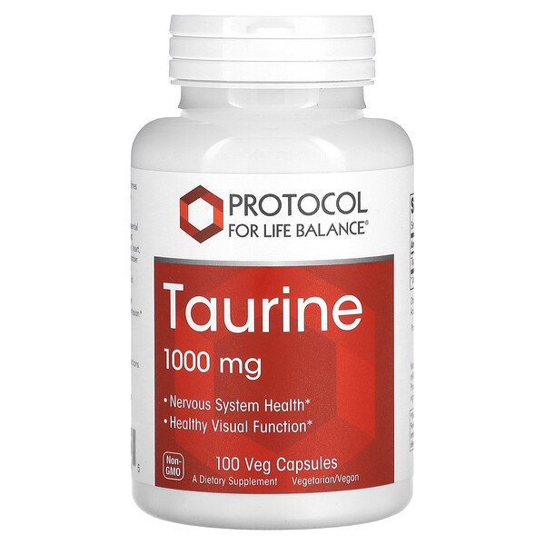 Таурин, 1000 мг, 100 растительных капсул Protocol for Life Balance