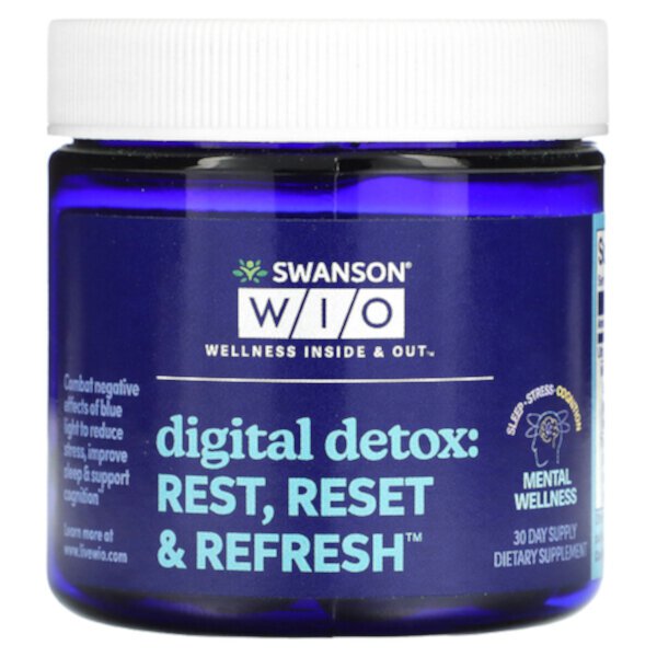 Digital Detox: отдых, сброс и обновление, 30 мягких таблеток Swanson WIO