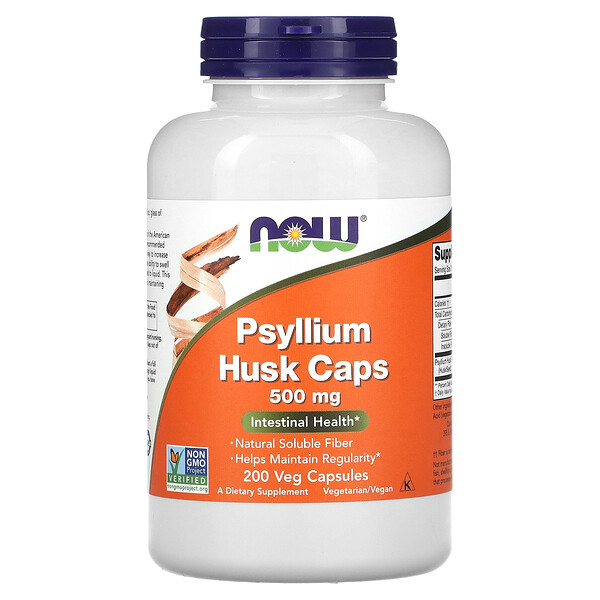 Псиллиум (Лузга Испоргала) - 500 мг - 200 растительных капсул - NOW Foods NOW Foods