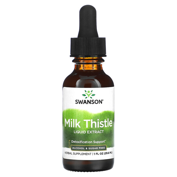 Milk Thistle Liquid Extract (Жидкий экстракт), Alcohol & Sugar Free, 1 fl oz (Жидкие унции) (29.6 ml) Swanson