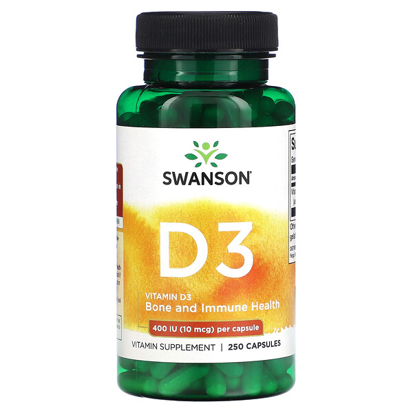 Витамин D3 - 400МЕ (10 мкг) - 250 капсул - Swanson Swanson