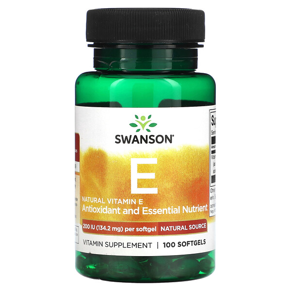Натуральный витамин Е, 134,2 мг, 100 мягких таблеток Swanson
