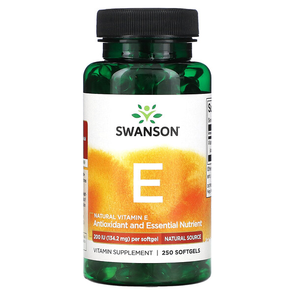 Витамин Е, натуральный источник, 134,2 мг (200 МЕ), 250 мягких таблеток Swanson