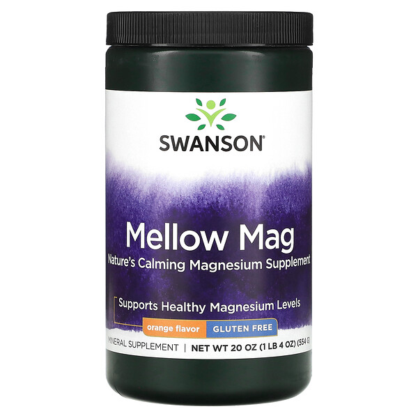 Успокаивающий магниевый минерал Mellow Mag вкус апельсина 554 г Swanson