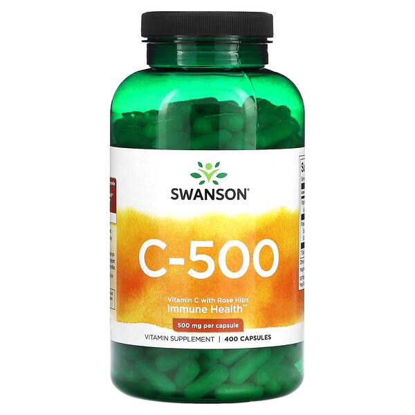 C-500, Витамин C с шиповником - 500 мг - 400 капсул - Swanson Swanson