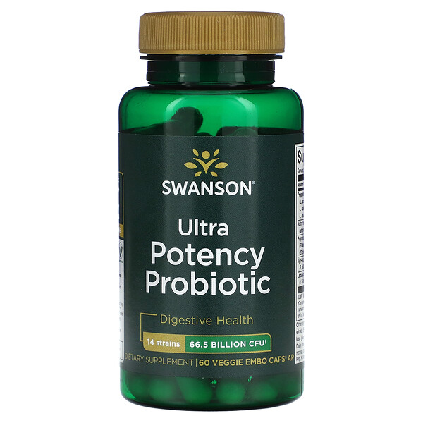 Ultra Potency Probiotic, 66.5 Billion CFU, 60 Veggie EMBO Caps Swanson