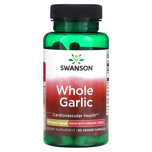 Whole Garlic, 700 mg, 60 Veggie Capsules (Капсулы на растительной основе) Swanson