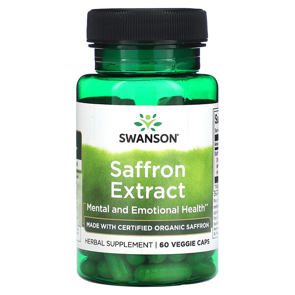 Экстракт шафрана, 60 растительных капсул Swanson