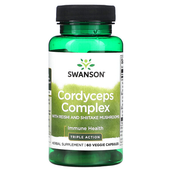 Комплекс Кордицепс с Рейши и Шиитаке - 60 растительных капсул - Swanson Swanson