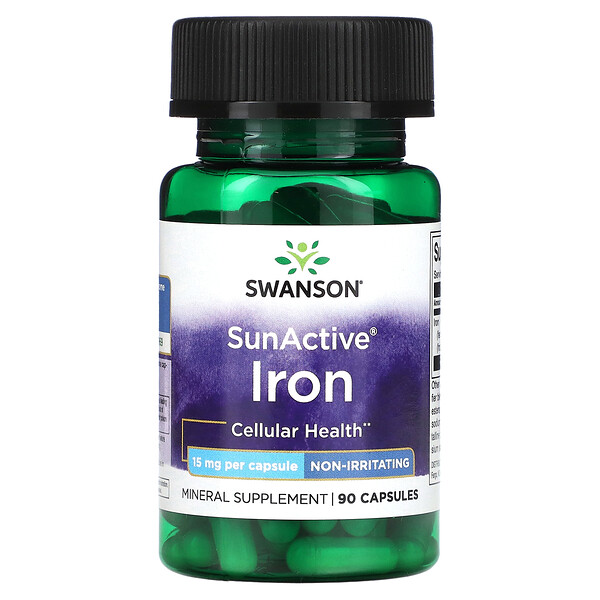 SunActive, Железо, 15 мг, 90 капсул - Swanson Swanson