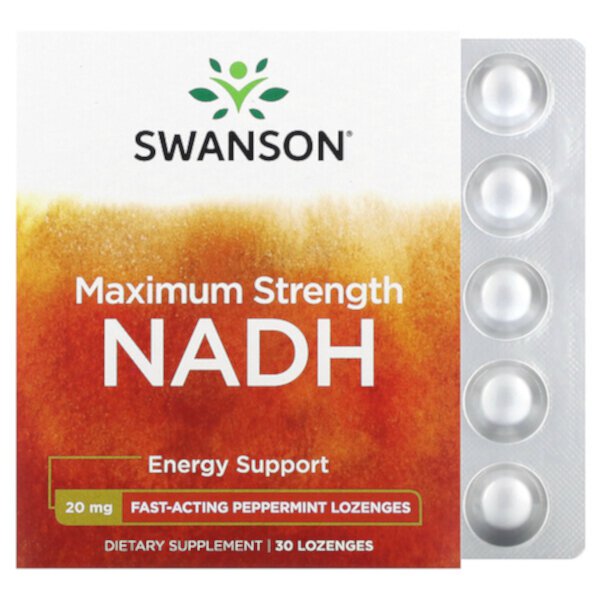 Максимальная сила NADH, мятный - 20 мг - 30 леденцов - Swanson Swanson