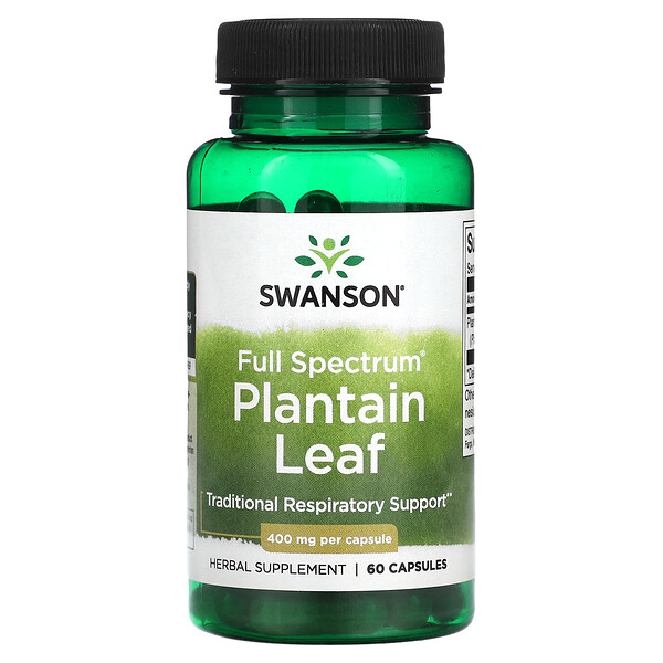 Full Spectrum Plantain Leaf, 400 mg, 60 Capsules (Капсулы) Swanson