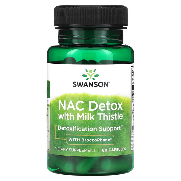 NAC Detox с Молочным Тистом и BroccoPhane, 60 капсул - Swanson Swanson