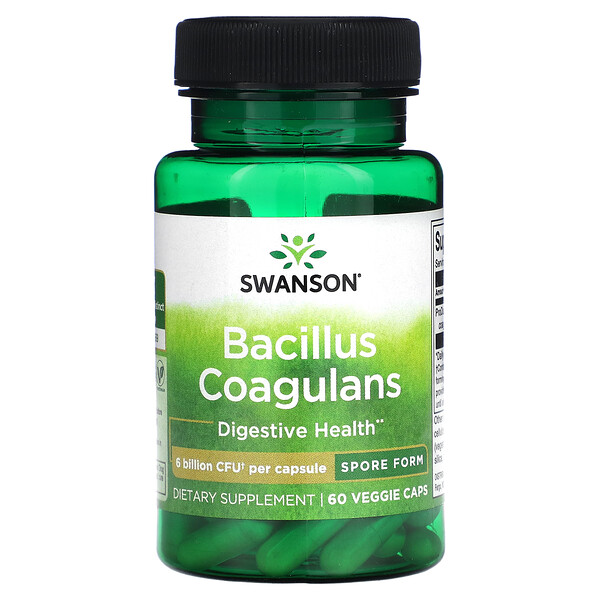 Bacillus Coagulans, 6 миллиардов КОЕ, 60 растительных капсул Swanson