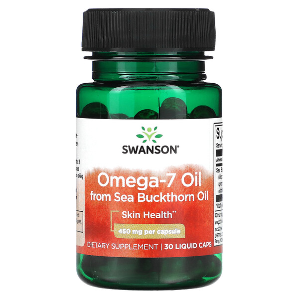 Масло Омега-7 из облепихового масла, 450 мг, 30 жидких капсул Swanson