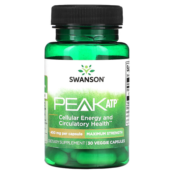 Peak ATP, Максимальная сила, 400 мг, 30 растительных капсул Swanson