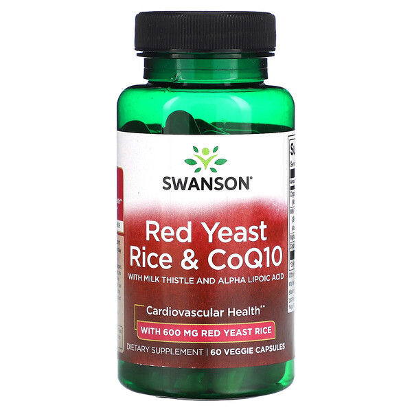 Red Yeast Rice & CoQ10 with Milk Thistle and Alpha Lipoic Acid, 60 Veggie Capsules Swanson