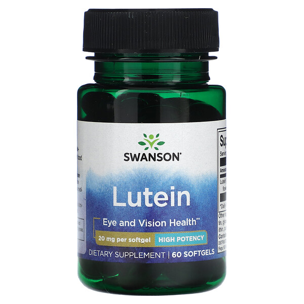 Лютеин, высокая эффективность, 20 мг, 60 мягких таблеток Swanson