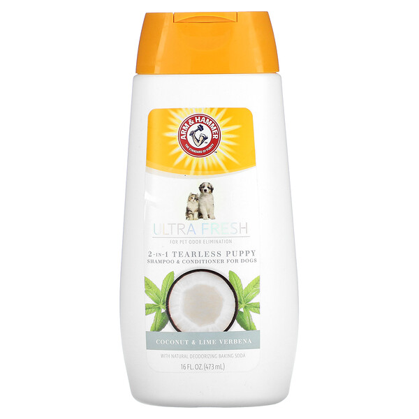 Ultra Fresh,  2 In 1 Tearless Puppy Shampoo & Conditioner, For Dogs, Coconut & Lime Verbena, 16 fl oz (Жидкие унции) (473 ml) Arm & Hammer