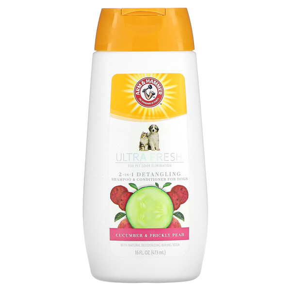 2-in-1 Detangling Shampoo & Conditioner For Dogs, Cucumber & Prickly Pear, 16 fl oz (Жидкие унции) (473 ml) Arm & Hammer