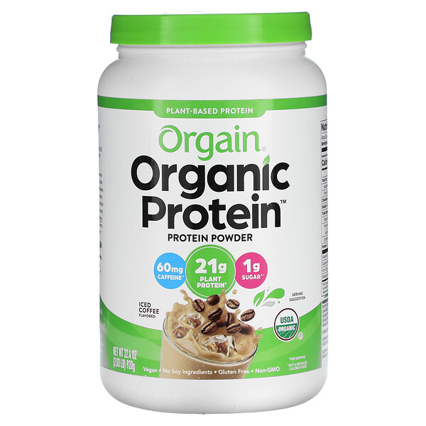 Органический протеиновый порошок растительного происхождения, холодный кофе, 920 г (2,03 фунта) Orgain