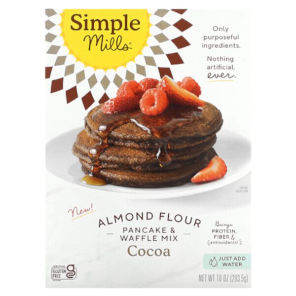 Almond Flour, Pancake & Waffle Mix, Cocoa, 10 oz (283.5 g) Simple Mills