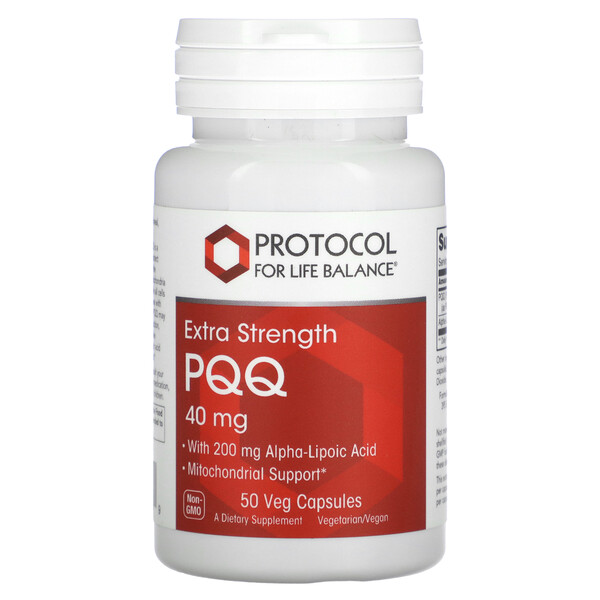 PQQ, Extra Strength, 40 мг, 50 растительных капсул Protocol for Life Balance
