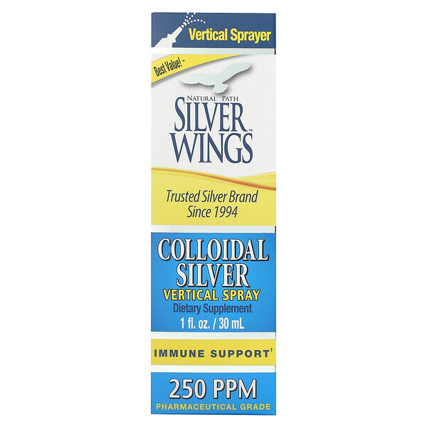 Вертикальный спрей с коллоидным серебром, 250 частей на миллион, 1 жидкая унция (30 мл) Natural Path Silver Wings