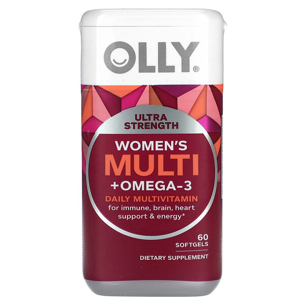 Women's Multi + Omega-3, ежедневные мультивитамины, ультрасила, 60 мягких таблеток OLLY