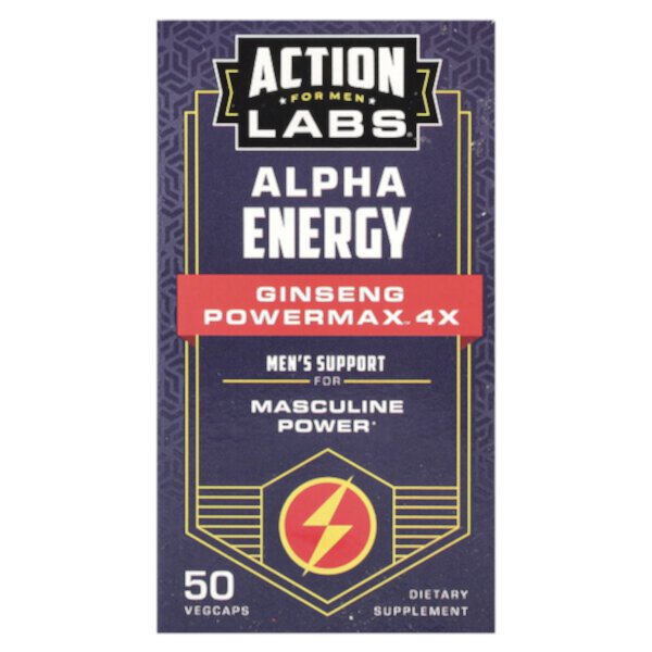 For Men, Alpha Energy, Ginseng Powermax™ 4x, 50 VegCaps Action Labs