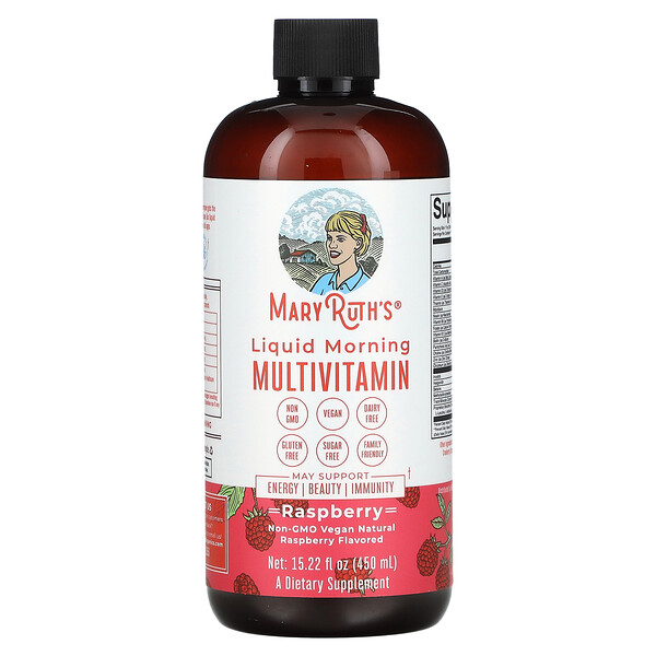 Liquid Morning Multivitamin, малина, 15,22 жидких унции (450 мл) MaryRuth's