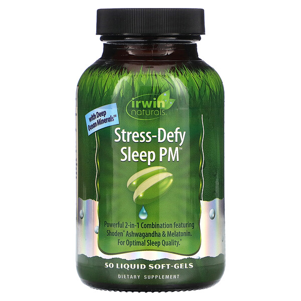 Stress-Defy Sleep PM, 50 мягких желатиновых капсул с жидкостью Irwin Naturals