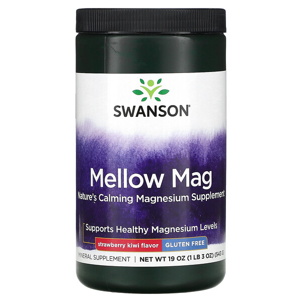 Mellow Mag, Клубника Киви, 543 г, Магний для Расслабления и Здоровья Костей Swanson