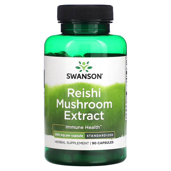 Экстракт гриба рейши, стандартизированный, 500 мг, 90 капсул Swanson