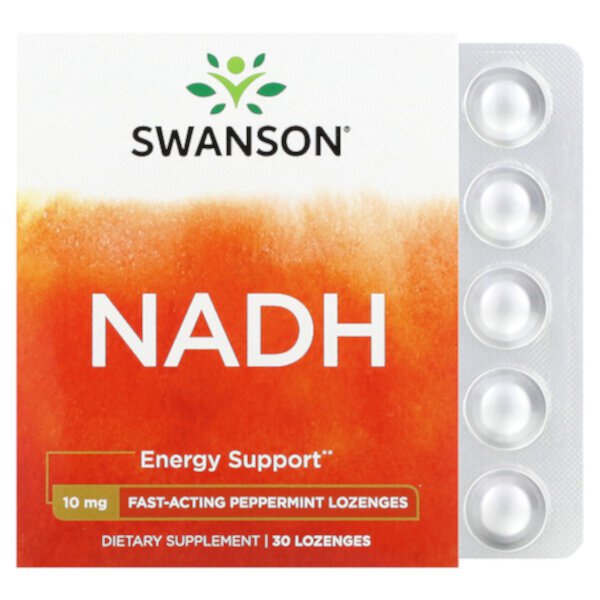 NADH, Мята - 10 мг - 30 леденцов - Swanson Swanson
