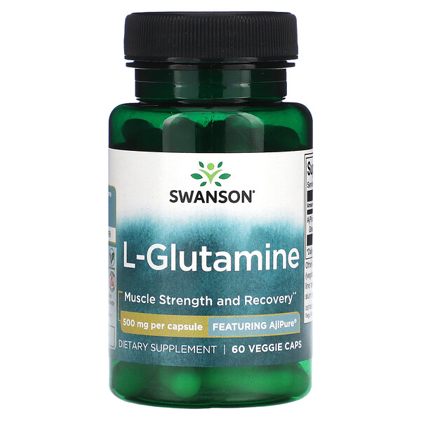 L-Глютамин - 500 мг - 60 растительных капсул - Swanson Swanson