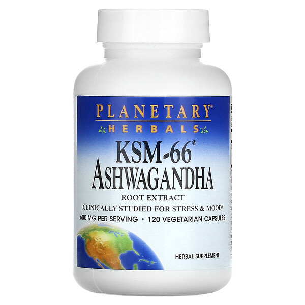 KSM-66 Ашваганда, 600 мг, 120 вегетарианских капсул Planetary Herbals