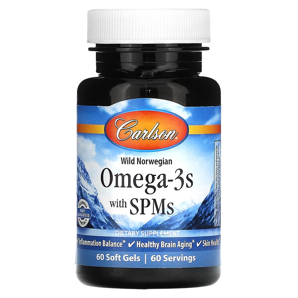 Омега-3 со СПМ, 60 мягких таблеток Carlson