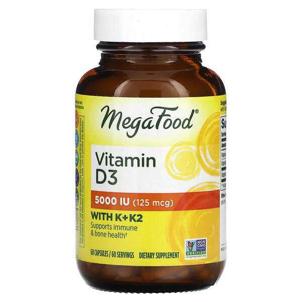 Витамин D3 - 125 мкг (5000 МЕ) - 60 капсул - MegaFood MegaFood