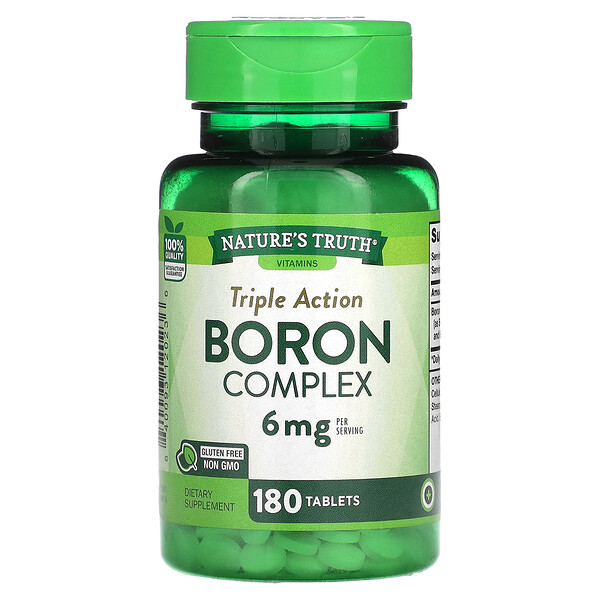 Triple Action Boron Complex, 6 mg, 180 Tablets (Таблетки) (3 mg per Tablet) Nature's Truth