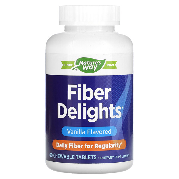 Fiber Delights, ваниль, 60 жевательных таблеток Nature's Way