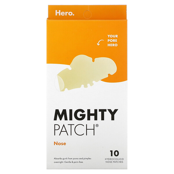 Mighty Patch, Нос, 10 гидроколлоидных пластырей Hero Cosmetics