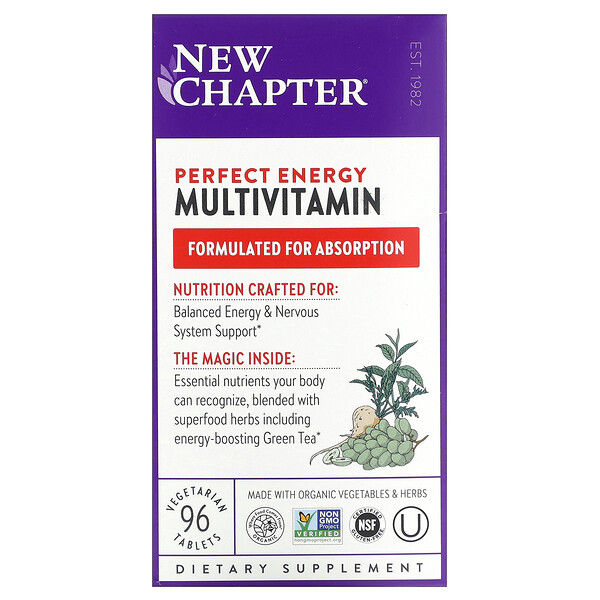 Мультивитамины Perfect Energy, 96 вегетарианских таблеток New Chapter