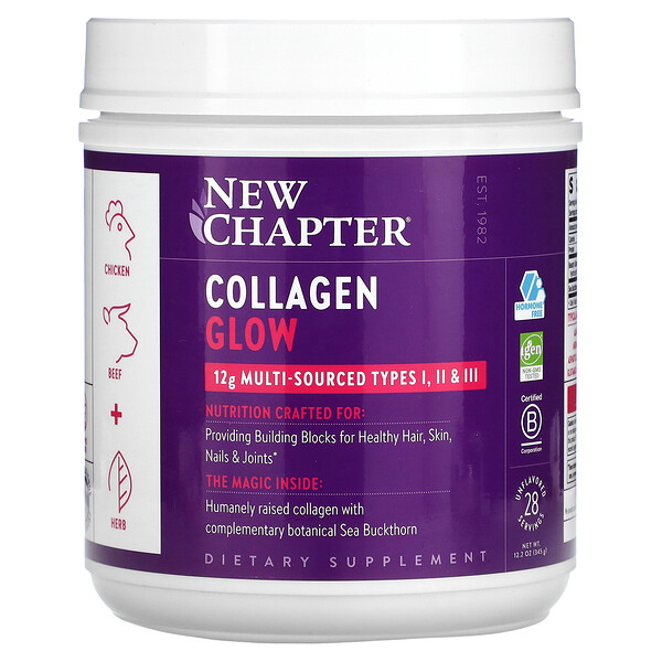 Collagen Glow, без ароматизаторов, 12,2 унции (345 г) New Chapter