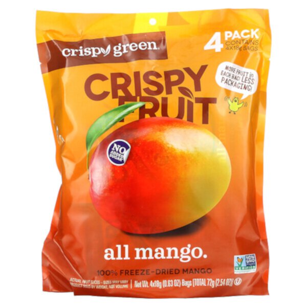 Crispy Fruit, All Mango, 4 Pack, 0.63 oz (18 g) Each Crispy Green