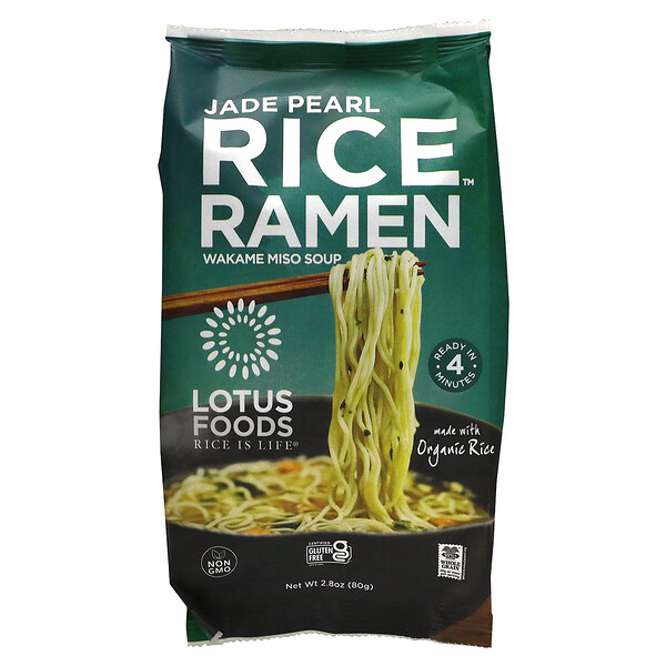 Jade Pearl Rice Ramen, Wakame Miso Soup, 2.8 oz (80 g) Lotus Foods