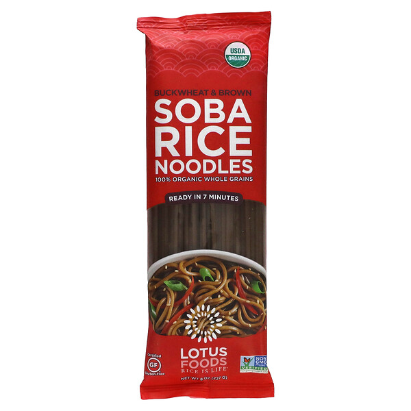 Buckwheat & Brown Soba Rice Noodles, 8 oz (227 g) Lotus Foods